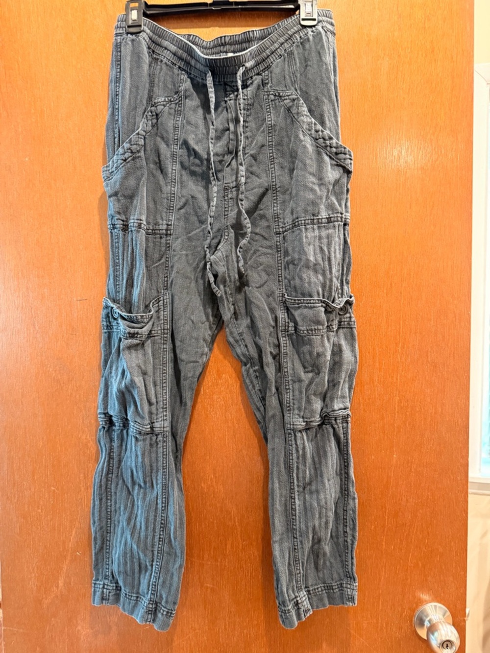 Black womens Casual Drawstring Cargo Pants